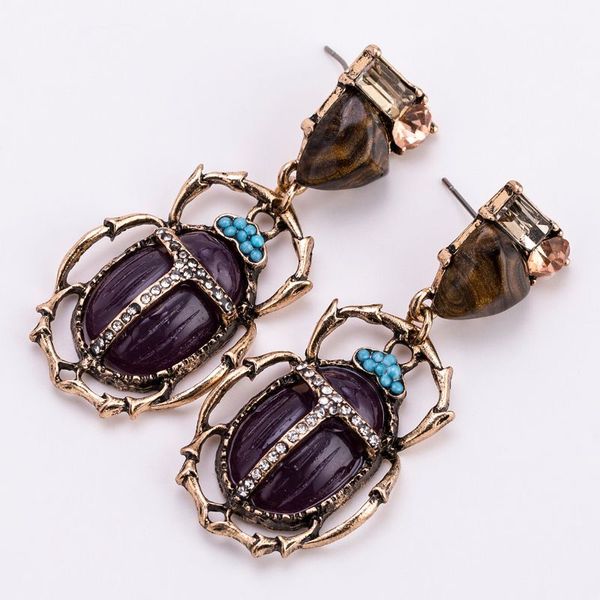 

fashion women vintage earrings bohemian style pendant exaggerated insect animal shape rice beads earring jewelry gifts, Silver