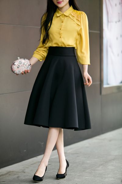 

6xl 5xl plus size skirt high waisted skirts womens white knee length bottoms pleated skirt kilt saia midi faldas mujer, Black