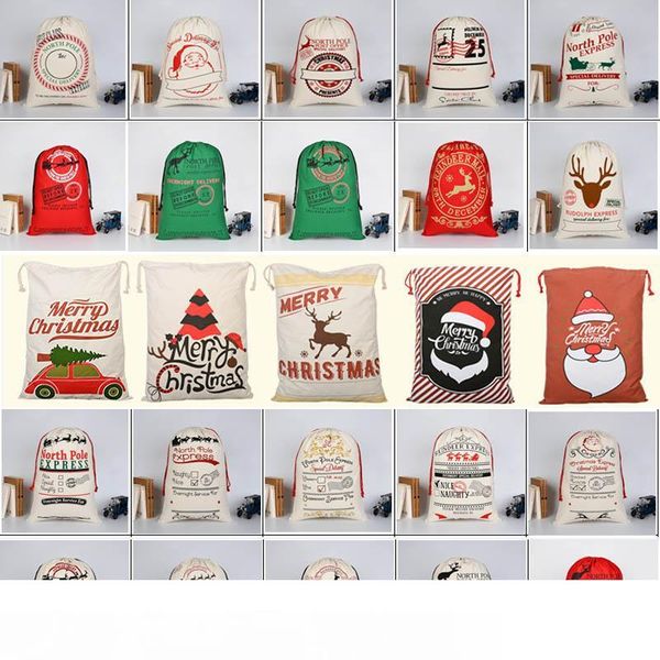 

christmas halloween gift bag new canvas large storage bags santa reindeers drawstring candy bag christmas party wedding 30 styles hh7-1291