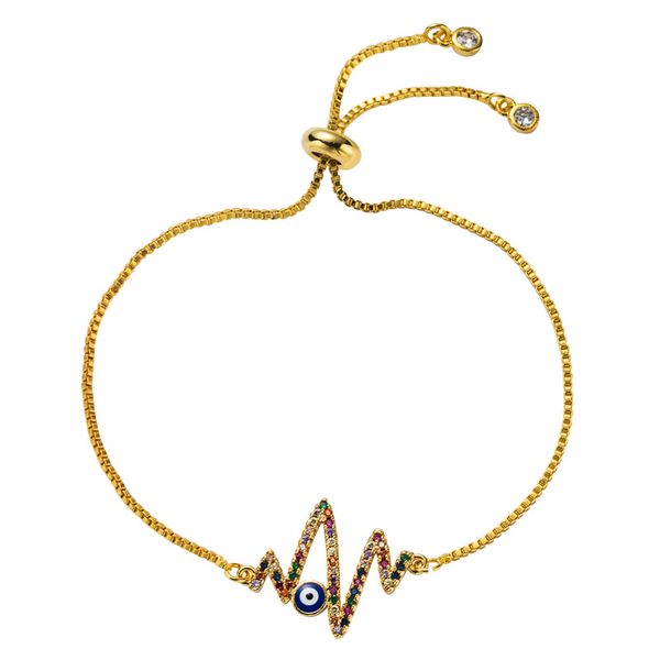 

zhongvi colorful zircon pendant necklace gold color chain turkish eye bracelet adjustable fashion jewelry for women girls gifts, Black