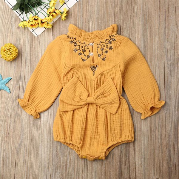 

imcute newborn infant baby girls long sleeve rompers bowknot jumpsuit playsuit autumn spring baby girls costumes clothes, Blue