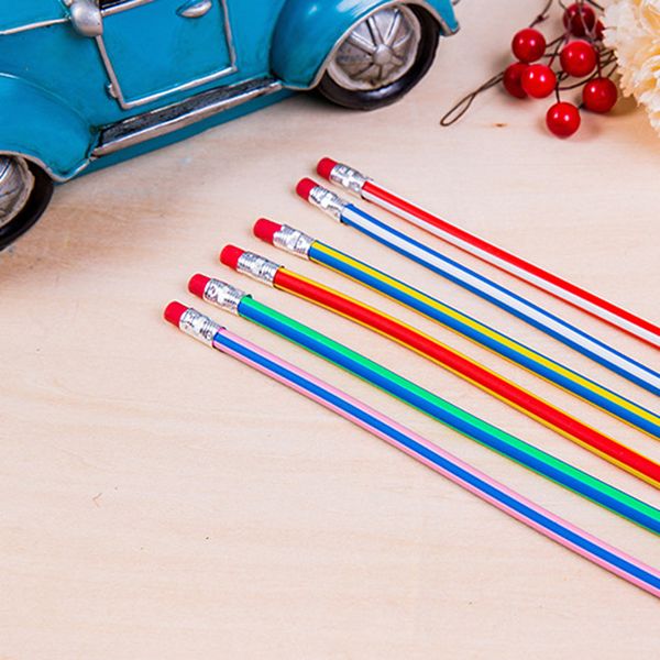 

10pcs soft elastic pencil for kids magic bend children school fun color pencil eraser stationery cute