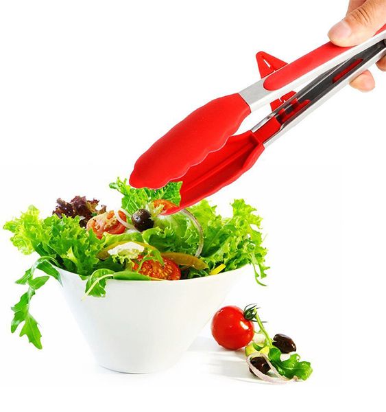 

non-stick salad bread clip kitchen barbecue utensils kitchen gadget accessories silicone kitchen cooking tongs bbq grilling tong