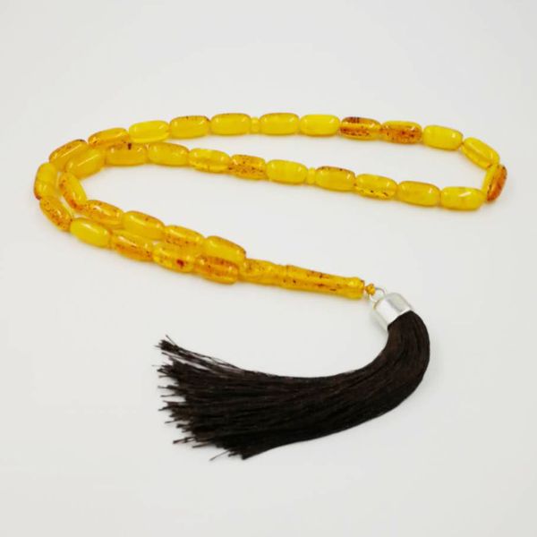 

yellow ambers rosary 33 muslim tasbih eid gift islamic prayer beads man's misbaha gift bracelets, Golden;silver