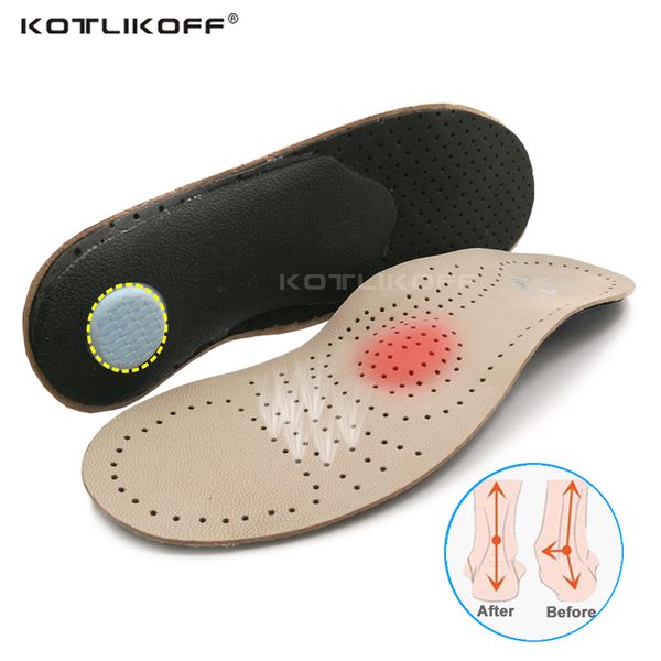 

kotlikoff genuine leather ortcs insole for flat foot arch support 25mm orthopedic shoes sole insoles for men and women shoes, Black