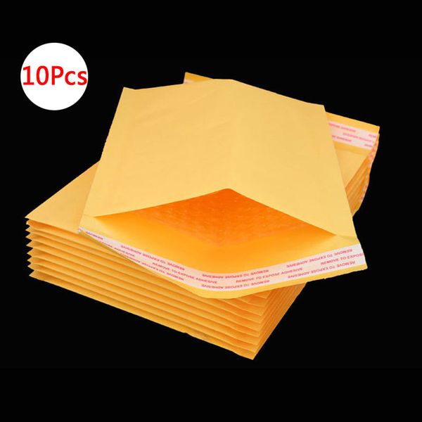 

delvtch 10pcs mailing bags window envelopes bag moistureproof kraft paper seal yellow stationary paper envelopes