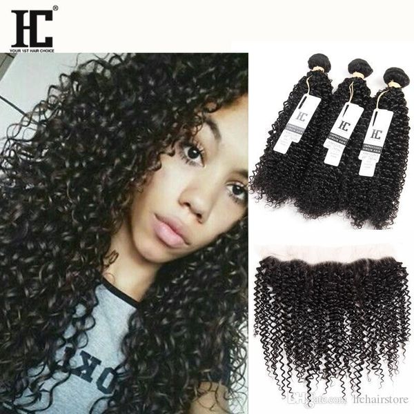 

a brazilian kinky curly hair with closure full lace frontal 3 bundles with frontal closure 8a hair bundles with lace frontal hc hair pr, Black;brown