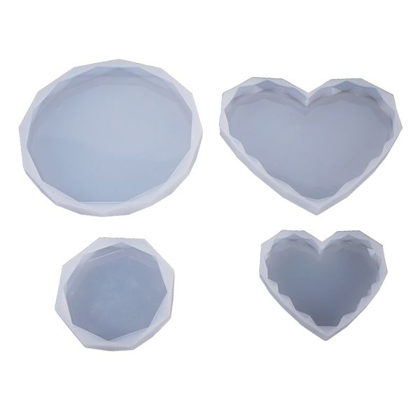 Cuore rotondo Rombo Stampi in silicone Stampo in resina epossidica Cerchio grande Sottobicchiere in silicone Stampo per piastrelle Resina e argilla polimerica Tavola Strumenti artigianali fai-da-te