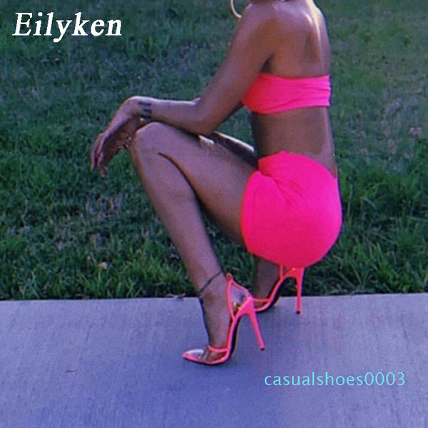 

eilyken 2020 new mei red serpentine pvc transparent pointed toe ankle buckle strap female wedding shoes pumps high heels c03, Black