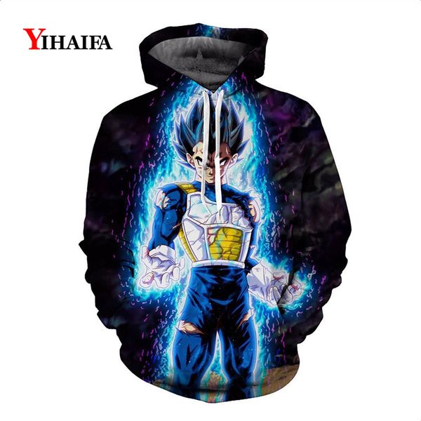 

mens womens 3d sweatshirt z hoodies blue light galaxy vegeta graphic print cartoons pullover tracksuit pocket, Black