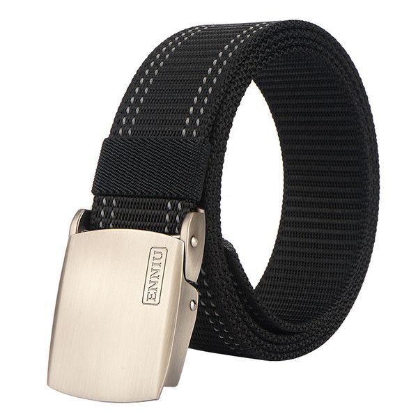 

nylon belt automatic buckle men belt reflective strip fire emergency rescue men's tactical training 120cm, Black;brown