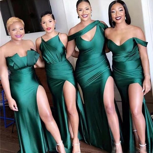 

плюс размер зеленый русалка платья невесты sexy high split рукавов свадебные платья slim fit длина пола партия vestidos de fiesta, White;pink