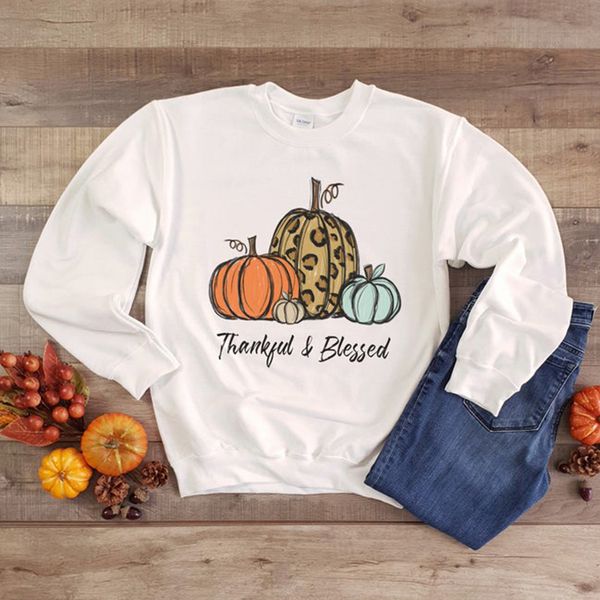 

thankful & blessed print sweatshirt women thanksgiving hoodies o neck long sleeve pumpkin graphic 90s outfits dropshipping, Black