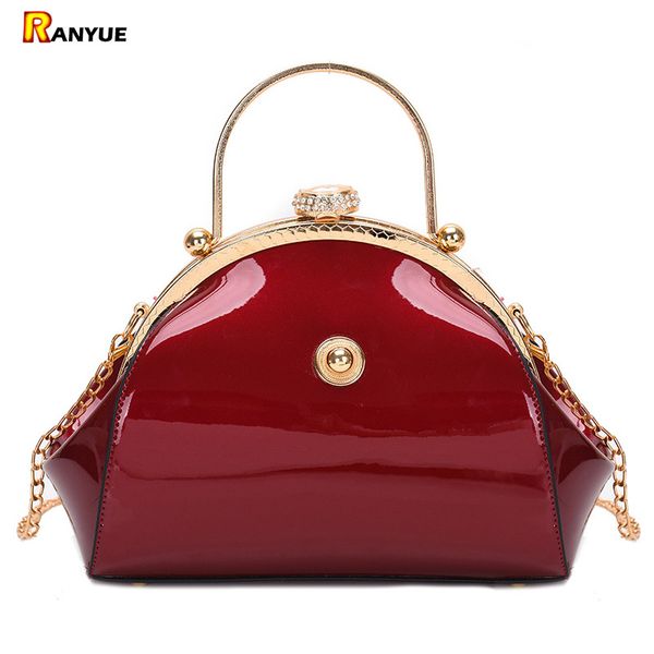 

black red leather luxury патентный tote сумки женские сумки мода женский клатч дамы партии кошельки мешок вечера венчания цепи sac