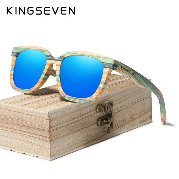

kingseven handmade retro natural bamboo sunglasses men women polarized mirror uv400 sun glasses full frame wood shades, White;black