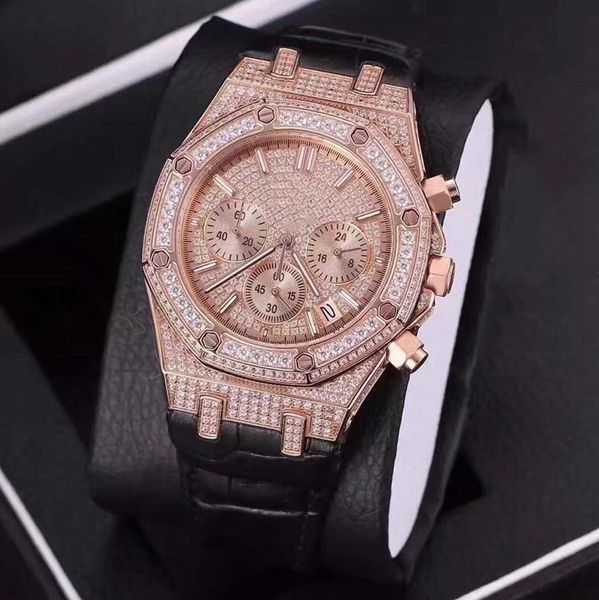 

Luxury Brand Men's Multi-Function Quartz Watch Imported Multi-function Quartz Movement Mens Watches 42mm Sapphire Diamond Wat