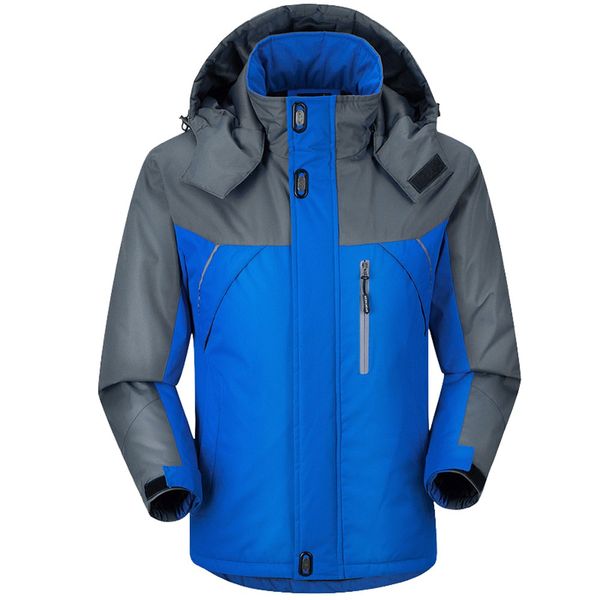 

mens sports jackets winter long sleeve warm hooded zip thick fleece coat outwear wind jacket hiking chaqueta impermeable hombre, Blue;black