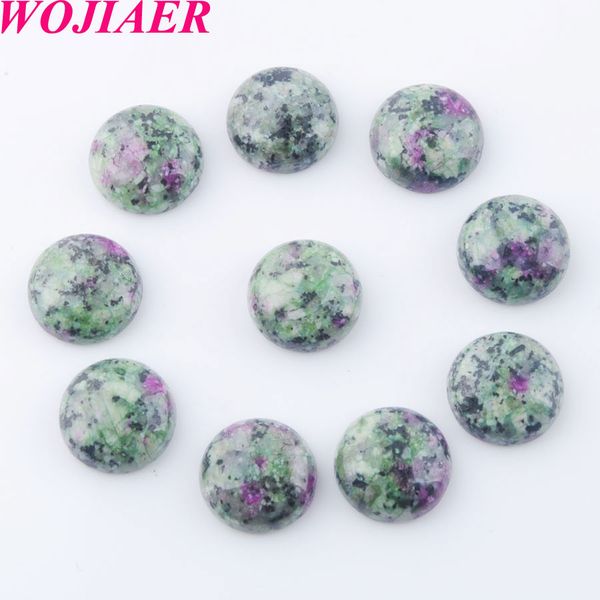 

wojiaer 12x5mm cabochon beads natural ruby stone round healing bead fit for women men diy handmade jewelry du8199, Black