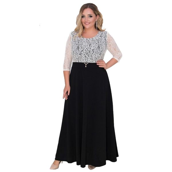 

женская одежда женские платья 2019 кружева лоскутная 6xl женщины платье big elegant maxi платье sexy линия длинные большой 5xl платье, Black;gray