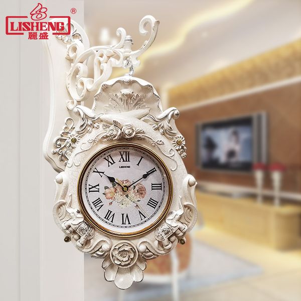 

vintage large wall clock double sided modern design living room art retro wall clock european quartz creative qze171
