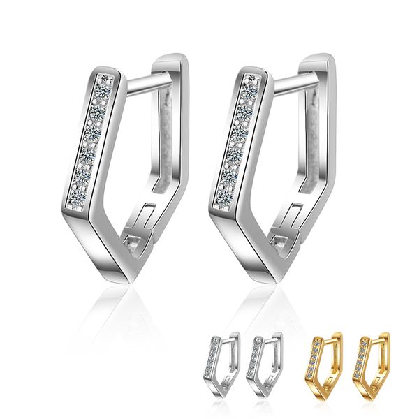 

silver gold small hoop earrings zirconia loop huggie earrings simple style fashion party jewelry gifts for women, Golden