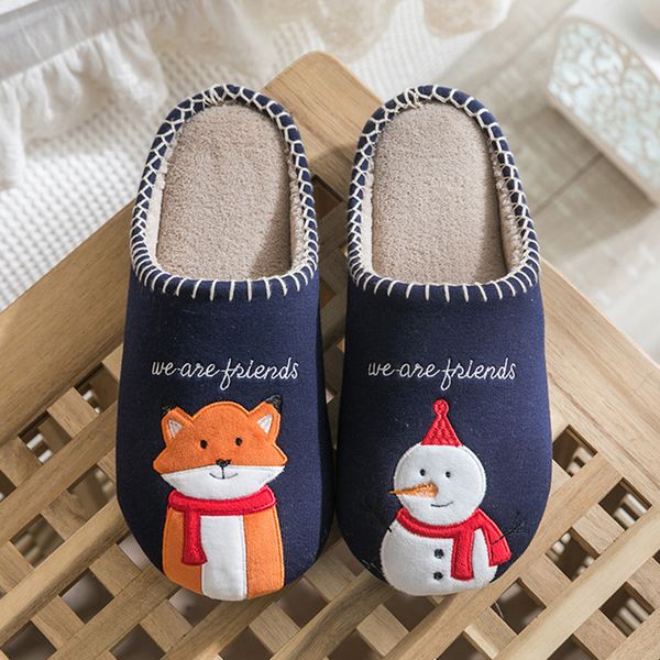 

cartoon print men's casual slippers home sewing slippers warm antiskid sturdy sole shoes for men comfort 2019, Black