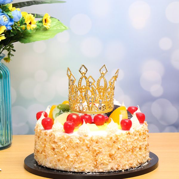 

metal pearl happy birthday cake ers shining mini crown cake er wedding&engagement decor sweet party decoration