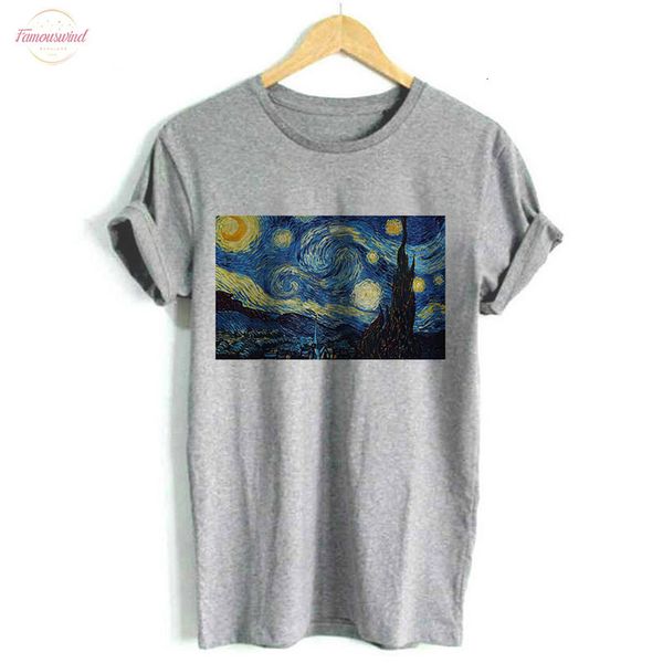 

women van gogh art oil painting shirt plus size casual harajuku short sleeve summer fashion tee shirt femme 4 print colors, White