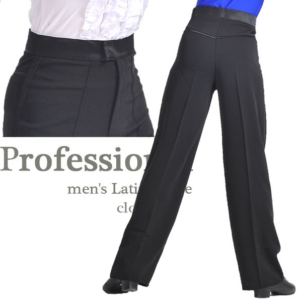 

black satin boys or men latin modern ballroom performance dance pants, Black;red