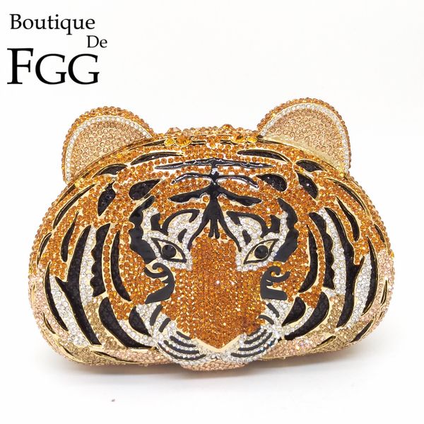 

boutique de fgg tiger face rhinestone женщины сумки кристалл мешок вечера металла клатчи кошелек выдалбливают алмазный свадьба cj191209 сцеп, Black;red