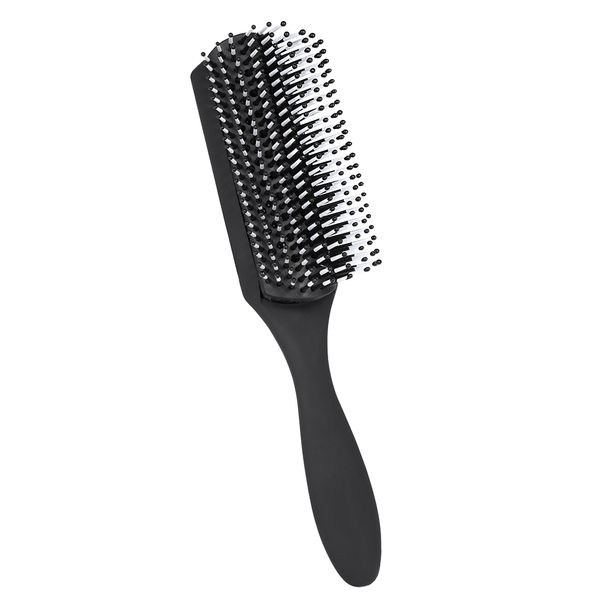 

hair comb anti-static hairbrush 9 rows brush teeth with round pad dentangling hair comb salon hairdressing scalp massage, Silver