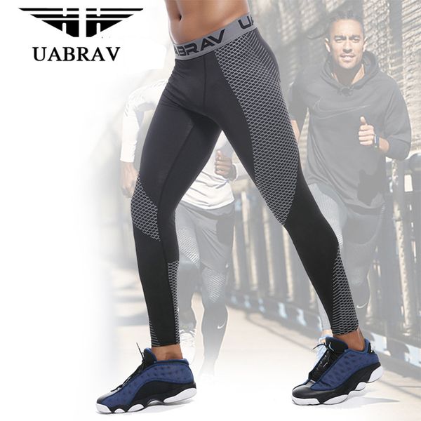 

uabrav running tights men sports leggings sportswear long trousers yoga pants basketball gym fitness compression gym slim, Black;blue