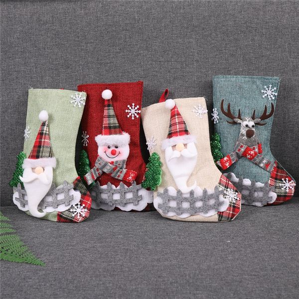 

christmas candy gift bags decoration props 4 styles santa claus snowman socks medium-sized gift christmas socks decorations jy417
