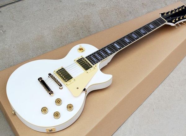 

12 tring electric guitar white body and light yellow pickguard with gold hardware offer cu tomized hipping