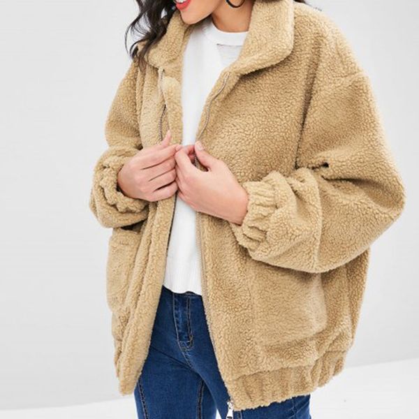 

fashion coat women ladies warm cotton coat zipper jackets winter outerwear jackets, Black;brown