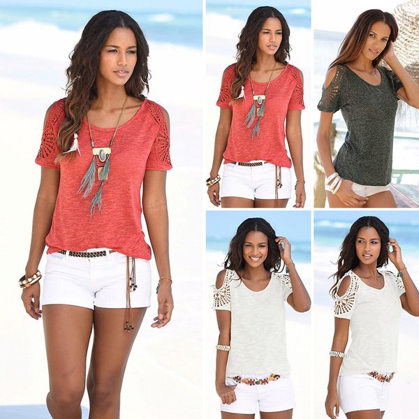 

женская повседневная футболка с коротким рукавом с коротким рукавом и летними футболками, White