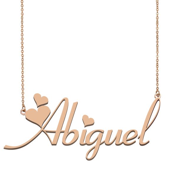 

abiguel name necklace pendant for women girls birthday gift custom nameplate children friends jewelry 18k gold plated stainless steel, Silver