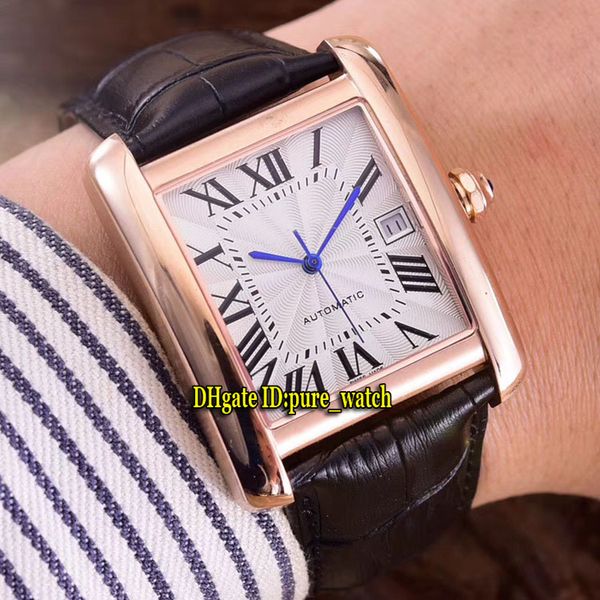 

new mc date w5310004 w5200026 white dial automatic rose gold case mens watch leather strap watches wristwatches pure_time, Slivery;brown