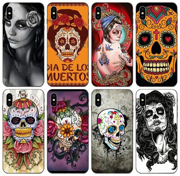

[tongtrade] sugar mexican skull tattoo case for iphone 8 7 6s 5s plus x xs 11 pro max galaxy a20s honor v8 v10 motorola g4 plus custom case