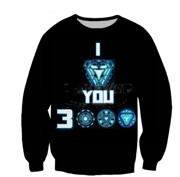 

2019 new fashion avengers endgame i love you 3000 sweatshirt 3d print clothes women men unisxe casual outerwear pullovers k381, Black
