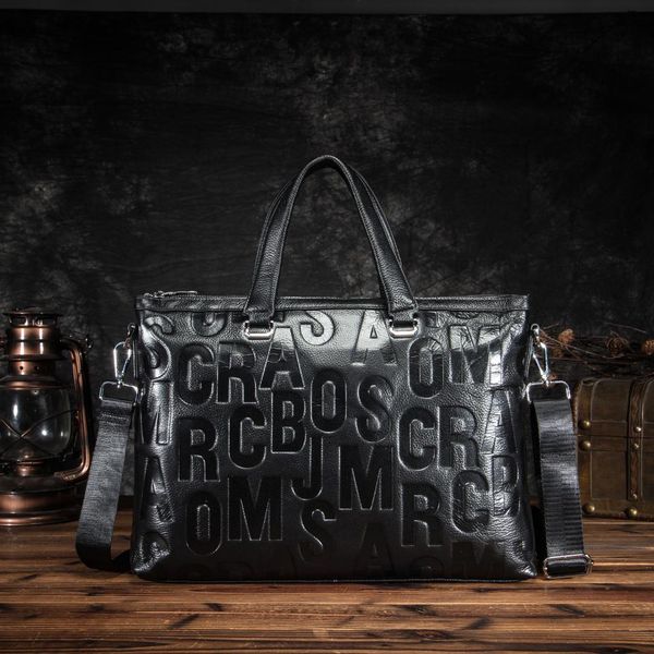 

men genuine leather black office maletas business briefcase 15" lapcase attache portfolio bag maletin messenger bag 7603