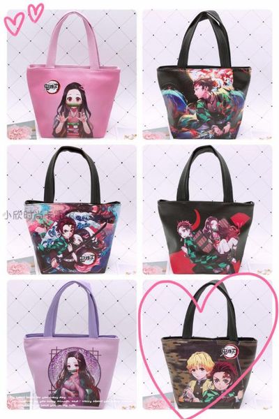 

ivyye kimetsu no yaiba 6style fashion portable lunch bags cartoon picnic bag box tote storage keep warm women girls new, Blue;pink