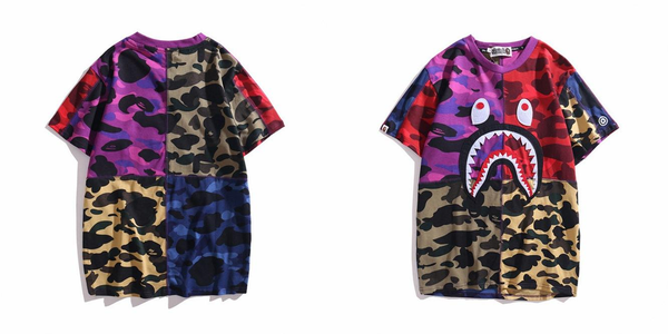 

2020 a bathing ape summer new japan style popular brand printed cartoon cool classic shark mouth cotton t-shirt size m-xxl c444#, Black;white