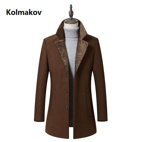 

2020 new arrival men's coats classic wool jackets mans turndown collar spring woolen men slim fit windbreakers wool trench coat, Tan;black