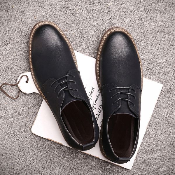 

h quality genuine leather casual men oxford shoes classic retro cowhide leather oxford shoes for men, Black