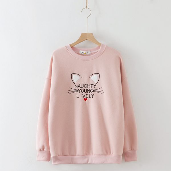 

hipster sweet girls' clothing junior high school student's high school students college student autumn and winter plus velvet ho, Black
