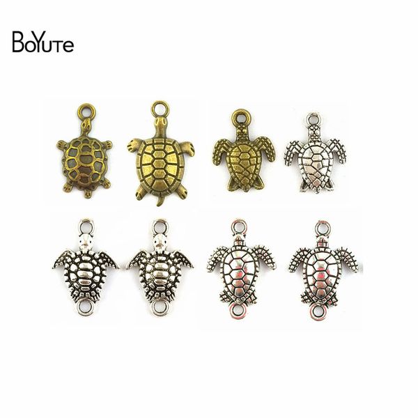 

boyute (50 pieces/lot) antique silver bronze metal sea turtle connector charms for jewelry making diy, Bronze;silver