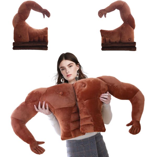 

творческий boyfriend подушка зимние теплые игрушки новые браун сильный muscle man одноплечевой плюшевые рождественский подарок