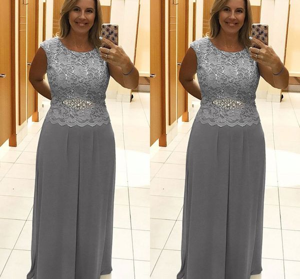 

2020 grey crystal sashes evening groom dresses for wedding lace chiffon cap sleeve mother of the bride dress women special occasion new, Black;red