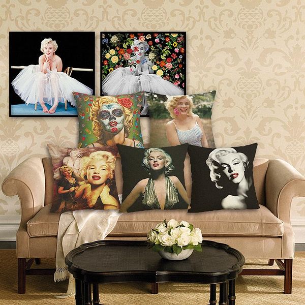 45cm Marilyn Monroe Cotton Linen Fabric Throw Pillow 18inch